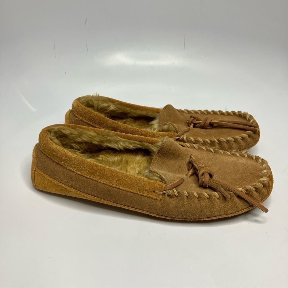 L.L. Bean fur lined‎ leather slippers size 4 youth
